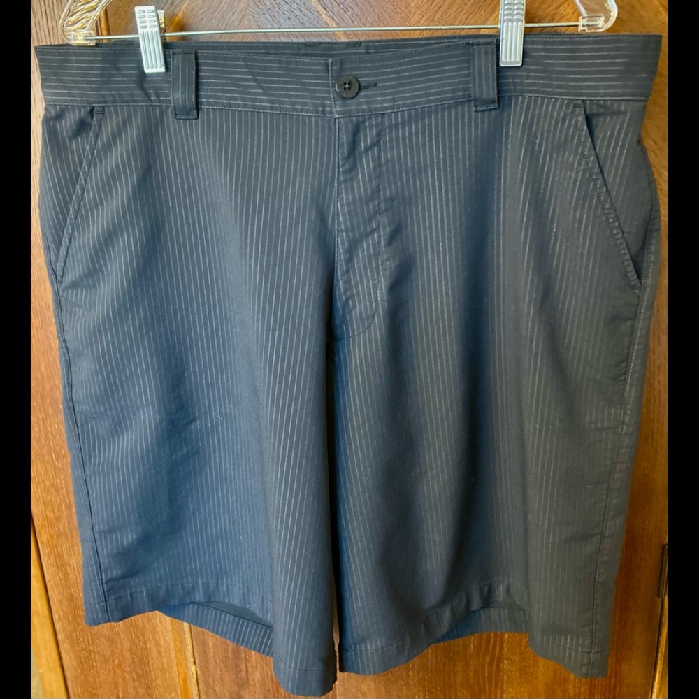 Under Armour Shorts, black/gray pinstripes, sz 38